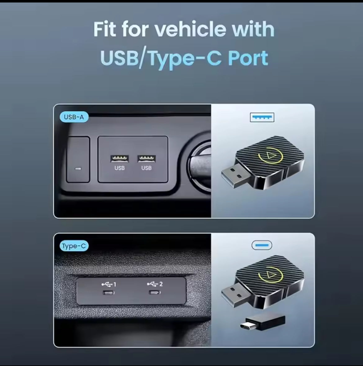 Adaptateur CarPlay filaire vers sans fil 2 en 1 pour voiture et adaptateur Android Auto type-c/USB Plug & Play adaptateur sans fil Carplay connexion automatique